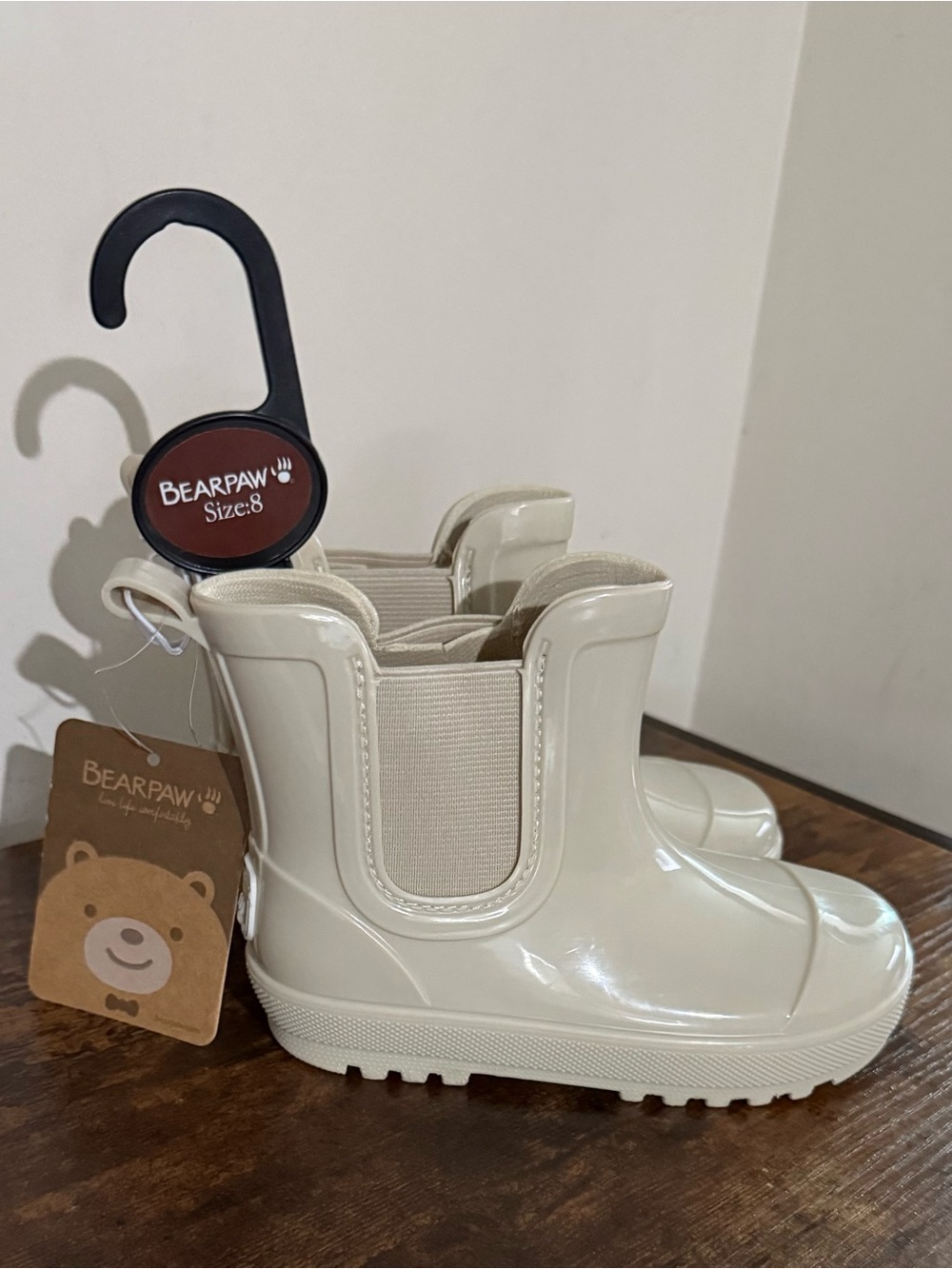 BearPaw Kids Cream Gloss Chelsea Rain Boots